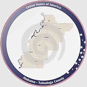 Map of Talladega County in Alabama photo