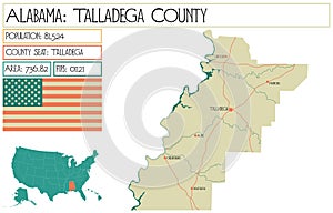 Map of Talladega county in Alabama, USA. photo