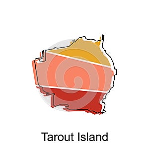 map of Tarout Island colorful modern vector design template, national borders and important cities illustration
