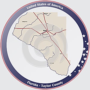 Map of Taylor County in Florida