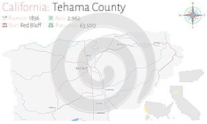 Map of Tehama County in California