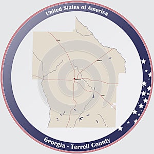 Map of Terrell County in Georgia