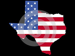 Map of Texas with flag