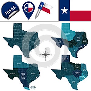 Map of Texas with Regions photo