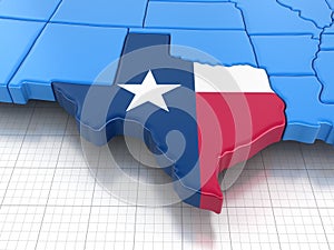 Map of Texas state with flag