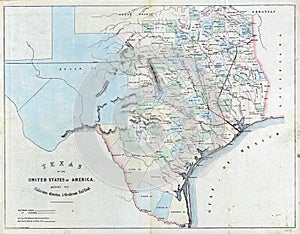 Map of Texas of the United States of America. / Galveston, Houston, & Henderson Railroad / 1857
