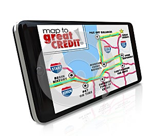 Map to Great Credit Score Rating Payment History Navigation Smart Phone App