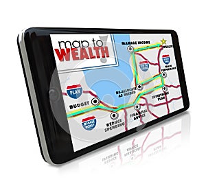 Map to Wealth Navigation GPS Smart Phone Find Income Money Earning