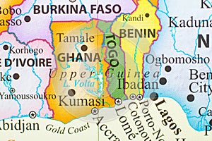 Map of Togo and surrounding countries