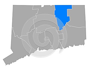 Map of Tolland in Connecticut