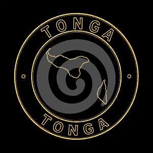 Map of Tonga, Golden Stamp Black Background