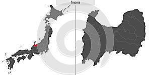 map of Toyama prefecture of Japan