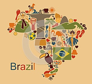Map from traditional symbols of Brazil