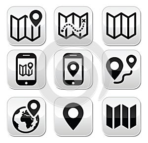 Map travel buttons set