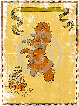 Map Treasure Island Tall Ship