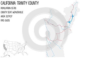 Map of Trinity County in California, USA