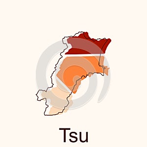 map of Tsu vector design template, national borders and important cities illustration Abstract, designs concept, logo, logotype