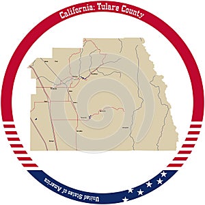 Map of Tulare County in California, USA photo