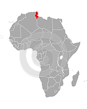 Map of Tunisia in Africa
