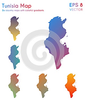 Map of Tunisia with beautiful gradients.