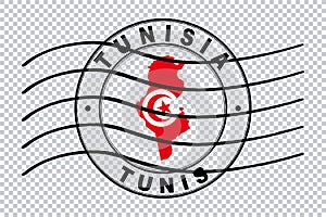 Map of Tunisia, Postal Passport Stamp, Travel Stamp