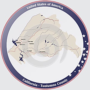 Map of Tuolumne County in California