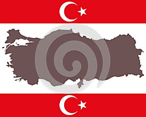 Map of Turkey on background with flag