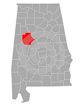 Map of Tuscaloosa in Alabama photo