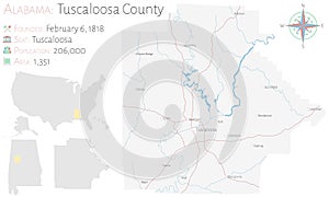 Map of Tuscaloosa County in Alabama photo