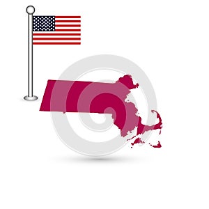 Map of the U.S. state of Massachusetts on a white background. Am