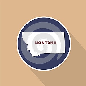 Map of the U.S. state of Montana on a blue background. State nam