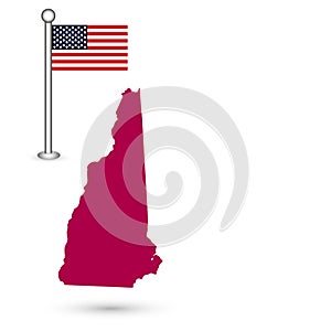 Map of the U.S. state of New Hampshire on a white background. Am