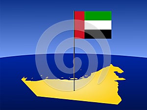 Map of UAE with flag