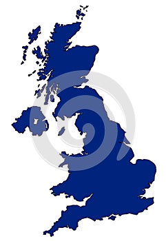 Map of UK in blue