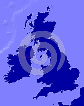 Map of UK and ireland with national borders