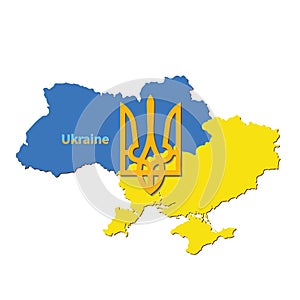 Map of Ukraine national flag color