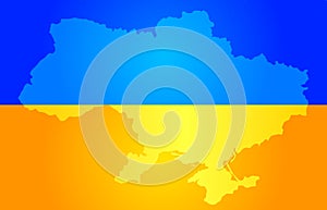 Map of Ukraine in National flag colors