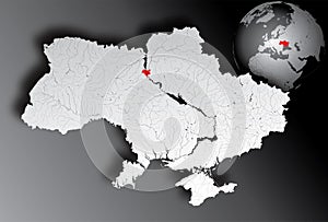 Map of Ukraine with rivers and lakes