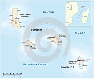 Map of the Union of the Comoros and Mayotte