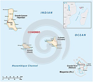 Map of the Union of the Comoros and Mayotte