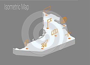 Map United Arab Emirates isometric concept.