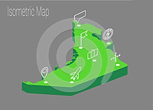 Map United Arab Emirates isometric concept.