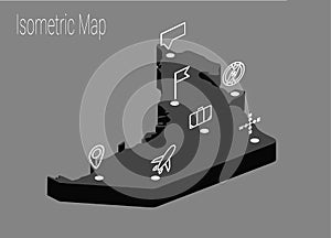 Map United Arab Emirates isometric concept.