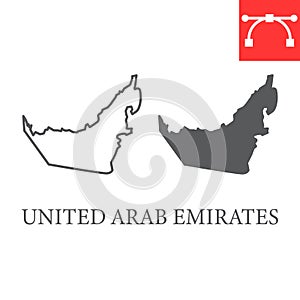 Map of United Arab Emirates line and glyph icon