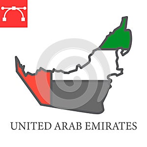 Map of United Arab Emirates map color line icon