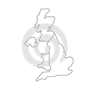 Map of United Kingdom countries - England, Wales, Scotland and Northern Ireland. Simple flat vector outline map