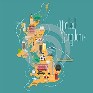 Map of United Kingdom, Great Britain with Scotland and Ireland vector illustration