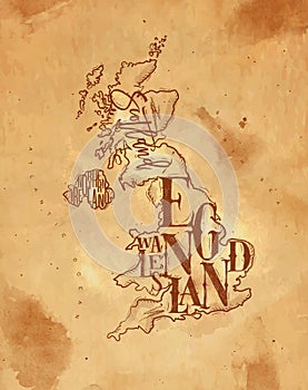 Map United Kingdom vintage craft