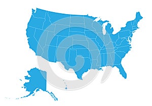 Map of United state of America. High detailed vector map - United state of America.