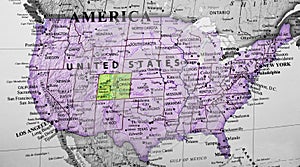 Map of United States of America highlighting Colorado state photo